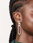 Silver Plated Large Oval Link Drop Earrings