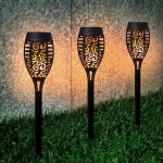 Solar Rechargeable Flame Spike Lights - 3P