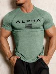 American Flag And Alpha Print Comfortable Versatile Men's Short Sleeve Top Crew Neck Fashionable Short Sleeve Sports T-Shirt For