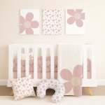 Floral Cot Bedding Set Flat Daisy Dusty Pink