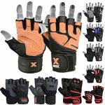Mrx Weight Lifting Pro Level Gloves With 18 Inches Long Wrist Strap Gym Workout Exercise & Fitness Black Brown Large