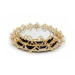3 Piece Chain Design Metal Tray Set Gold
