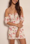 Structured Chiffon MINI Dress - Rose flower