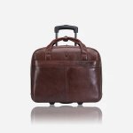 BRANDO Winchester 17" Leather Laptop Bag On Wheels Brown