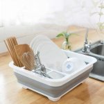 Collapsible Dish Drainer Dinnerware Portable Folding Rack