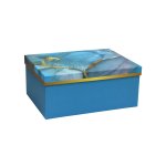 Gift Box Blue & Gold Marble Abstract Size 6 28X21X12CM