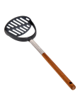 Black Potato Masher With Wooden Handle - None None