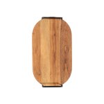 Oblong Wooden Serving Tray With Black Metal Handles Natural - 45X25X1.5CM