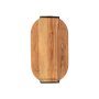 Oblong Wooden Serving Tray With Black Metal Handles Natural - 45X25X1.5CM