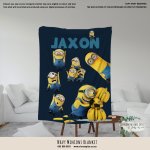 Personalised Fleece Blanket Navy Minion