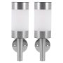 Fuoyloo Stainless Steel Solar LED Wall Lamp 2PCS Outdoor Garden Lighting Tool Waterproof Solar-powered Wall Light For Patio Porch Fence