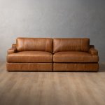 Windermere Modular 3-SEATER Leather Couch Cinnamon