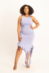Elora Asymmetrical Ruffle Dress - Persian Violet - L