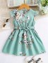 Casual Flying Sleeve Floral Midi Dress For Girls Sweet Style Sleeveless Summer Daily Cute Dresses