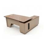Bf Platinum Living Office Table With Side Cabinet - Walnut & Taupe