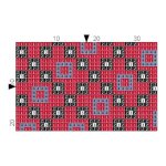 Leather Luggage Tag Red & Black Square