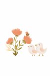 Floral Baby Geese Canvas Print - 600MM X 600MM