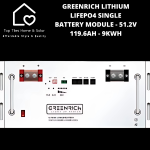 Greenrich UP6100 Lithium LIFEPO4 Single Solar Battery Module - 51.2V 119.6AH 9KWH