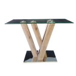 Glass Top Cross Frame Console
