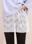 LaCie Lace Scallop Trim Skirt Stylish Elastic Waist Solid Color MINI Every Day Skirt Women's Clothing