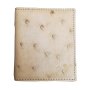 Nico Ostrich Leather Credit Card Holder - Beige