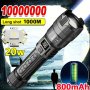 Tactical LED Flash Flashlight P900 High Power Zoomable Torch With Lcd Display 800MAH Lithium Rechargeable Battery USB Charging Cable Non-waterproof For Camping & Emergency Use