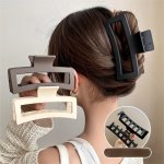 3PCS Large Frosted Square Clip Casual Simple Fashion All-match Headwear Frosted Texture Basic Hair Accessories Earth Color Hair