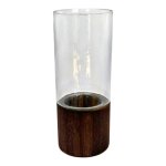 Glass Vase With Wooden Base 10X10X24.5CM