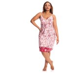 Donnay Plus Size Floral Nightwear Chemise - Pink Ground