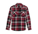 Bar & Shield Flannel Shirt – Plaid – Chili Pepper & Harley Black