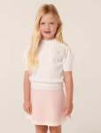 Hilde Girls Puff Sleeve Knit T-Shirt - 10-12 Yrs White Cloud