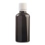 50ML Black Glass Bottle With Slow Flow Dropper Cap - White
