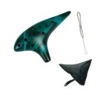 12 Hole Ceramic Ocarina Alto C Musical Instrument With Fingering Book Lanyard Cloth Bag For Adults Beginners- Blue