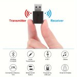 USB Wireless Audio Adapter: MINI Wireless Transmitter Receiver With 3.5MM Aux Port Compatible With Car Headphones PC Tv Home Ste