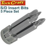 Tork Craft 5PC Pozi & Phillips 50MM Pwr Insert Bit Set T SC50005C