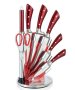 8-PIECE Stainless Steel Knife Set With Rotating Stand - Orange