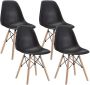 Modern Style Dining Chair Shell Plastic Chair With Wooden Legs - Set Of 4