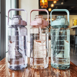 2 Liter Water Bottle With Straw Female Girls Large Portable Travel Bottles Sports Fitness Cup Summer Cold Water With Time Scale