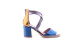 Women's Multi-colored Leather Block Heel Sandal