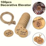 100PCS Decorative Elevator Handmade Paper Round Gift Tags Brown Handmade Hang Tags For Personalized Gift Tags For Diy Arts Craft