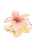 Goldair Gold Dusty Pink Enamel Frangipani Flower Claw Clip