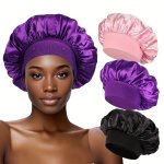 3PCS Satin Bonnet Silk Bonnet Hair Bonnet For Sleeping Reusable Adjusting Hair Care Wrap Cap Sleep Caps For Women
