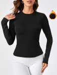 Women's Thermal Top Solid Color Long-sleeved Round Neck Thermal Underwear Women's Clothing