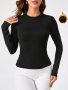 Women's Thermal Top Solid Color Long-sleeved Round Neck Thermal Underwear Women's Clothing
