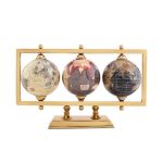 Rely+ Set Of 3 4" World Globes Sturdy Metal Gold Stand Not Plastic - Rotating Desktop Globe For Geographic Home Decorative Desk