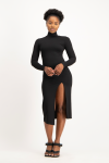 Skylar Turtleneck Bodycon Dress With Slit - S