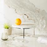 Round Marble And Metal Buffet Stand - Large 31.5X18CM