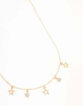 Goldair Gold Diamante Star Droplet Necklace