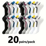 10 20 30 Pairs Unisex Letter Sports Socks Comfy & Breathable Ankle Socks For Running Outdoor Activities Women's Stockings & Hosi