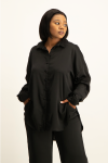 Dani Oversized Satin Shirt - Black - L